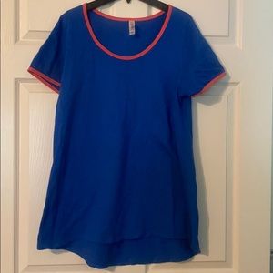 LuLaRoe Classic Tee Large Blue with Pink